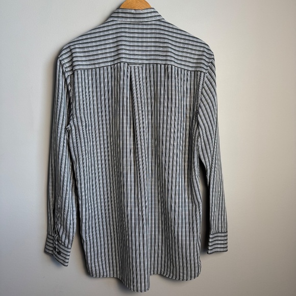 Arnold Palmer Men's M Long Sleeve Button Up Casual Dress Shirt Striped Gray Golf - Picture 6 of 13